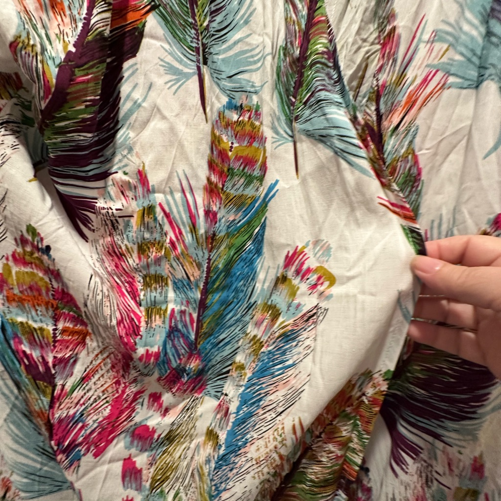 Colorful Feather Print Duster